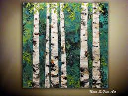 Birch Tree Wall Art Canvas Original Birch Tree Painting Rolled Canvas Print Wall Art Etsy Etsy Wall Art Birch Tree Painting Tree Painting