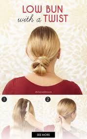 Dennis Basso Inspired Low Bun With A Twist More Easy Bun Hairstyles Business Casual Hairstyles Hair Bun Tutorial