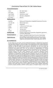17+ free curriculum vitae templates & examples. Curriculum Vitae Of Prof Dr Md Abdus Salam Science