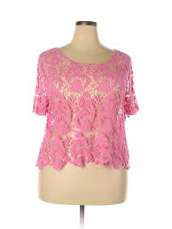 Details About Bongo Women Pink Short Sleeve Blouse 3x Plus