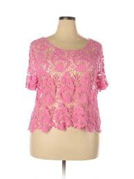 details about bongo women pink short sleeve blouse 3x plus