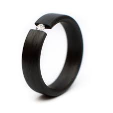 Diamond Precious Stone Tension Set Carbon Fiber Ring Diamond Stone Ring Wedding Band Precious Stone Ring Engagement Ring 7mm Custom Rings For Men Precious Stones Rings Rings For Her