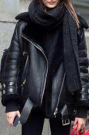 New Black Faux Leather Shearling Warm Women Aviator Coat Winter Pilot Jacket Fashion Winter Fashion Style