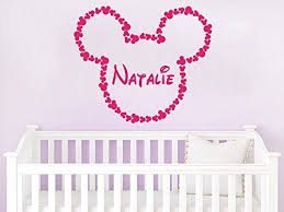 Mickey minnie mouse kids room home decor wall stickers cartoon uk. Name Wall Decal Minnie Mouse Head Bow Disney Vinyl Decals Sticker Custom Decals Personalized Baby Girl Name Decor Bedroom Nursery Baby Room Decor Zx131 By Incredibledecals Buy Online In Bahrain At Bahrain Desertcart Com