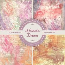 Shop for card making, christmas packs paper and other related products. Watercolor Dreams Paper Pack 3 00 Digital Stamp Scrapboking Crafts Doodles Cliparts Templates By The Paper Shelter