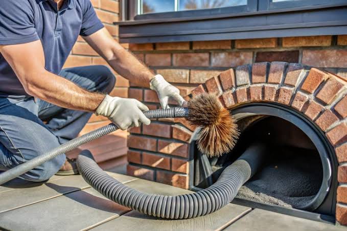 Chimney crown and rain cap on top of a house