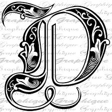Letter Initial D Monogram Old Engraving Style Type Text Alphabet Buchstaben Lettering Schrift Tattoos