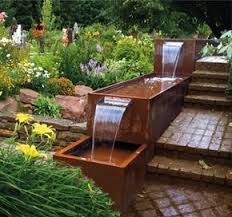 Brunnen Und Wasserbecken Aus Cortenstahl Stahl Fur Den Garten Und Das Heim Wasser Im Garten Wasserbecken Brunnen Garten