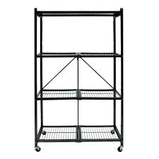 You can use this cosco folding shelf in your garage, basement, laundry room, work room, warehouse or office. Origami 4 Tier Garage Storage Shelving Unit 36 In W X 60 In H X 21 In D R5 01w The Home Depot Metal Shelves Shelves Storage Rack