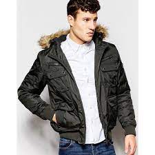 Brave Soul Hooded Bomber Jacket With Faux Fur Trim Hooded Bomber Jacket Bomber Jacket Green Jacket Men