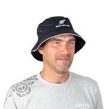 Adult and Kids Black Bucket hat with New Zealand silver fern logo 100%  Cotton