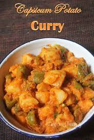 Capsicum Potato Curry Recipe Aloo Capsicum Recipe Recipe Capsicum Recipes Curry Recipes Potato Side Dishes
