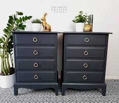 Stag Minstrel Chest Of Drawers Stag Furniture Black Painted Furniture Painted Bedside Tables