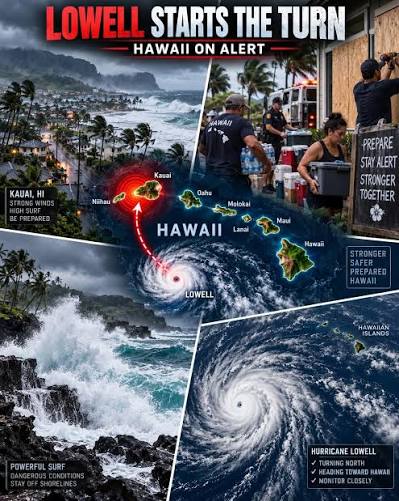 Hurricane Lowell turns toward Hawaii, bringing potential danger