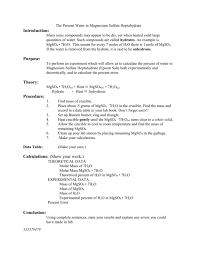 The final mixture is a simply a solution of the solute $\ce{mgso4}$ in water. The Percent Water In Magnesium Sulfate Heptahydrate