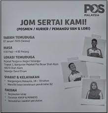 Iklan kerja kosong terkini, kerja kosong kerajaan dan swasta 2020. Temuduga Terbuka Pos Malaysia