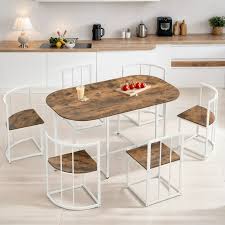 7 Piece Dining Table Set With 6 Stools