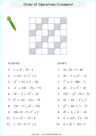 © © all rights reserved. Order Of Operations Crossword