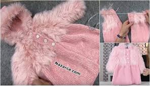 Pembe Tuylu Kadife Ipten Kiz Cocuk Manto Yapimi Nazarca Com Kadife Manto Orgu