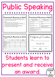 Students Learn How To Present And Receive An Award Lesson Includes Prompt Speech Outlines Rubric And Award Cer Public Speaking Speech Outline Award Speech