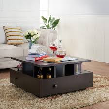 Wohomo coffee table round coffee table and rectangular sofa table 2 in 1 industrial modern style coffee table for living room, rustic walnut. Furniture Of America Murry Modern Square Wood Storage Coffee Table In Espresso Ynj 1529c5