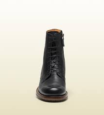 Leather with lugged rubber outsole. Black Gucci Boots Mens Off 79 Www Amarkotarim Com Tr