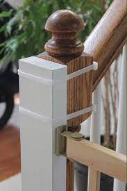 Good Idea For Baby Gate Instead Of Wrecking The Nice Wood On The Railing Diy Baby Stuff Baby Gates Baby Gate