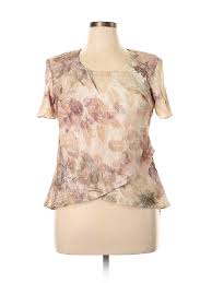 Details About R M Richards Women Brown Short Sleeve Blouse 14 Petite