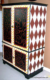 Hand Painted Floral Armoire And Diamond Harlequin Pattern Armoire Painting Furniture Diy Harlequin Pattern Painted Armoire