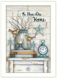 Trendy Decor 4u No Place Like Home By Mary June Printed Wall Art Ready To Hang White Frame 14 Wall Art Prints Canvas Print Wall Prints