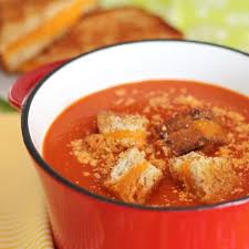 Creamy Tomato Soup With Grilled Cheese Croutons Recipe Cheese Croutons Creamy Tomato Soup Recipe Creamy Tomato Soup
