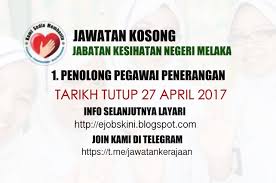 Jawatan kosong melaka, malacca city. Jawatan Kosong Di Jabatan Kesihatan Negeri Melaka Jkn Melaka 27 April 2017