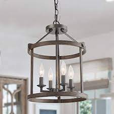 Lnc Farmhouse Chandeliers For Dining Rooms With Faux Wood Finish W13 Xh17 1 Farmhouse Goals Rustic Chandelier Farmhouse Chandeliers Rustic Light Fixtures