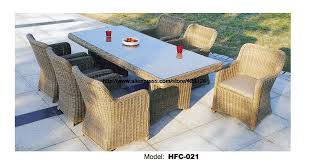 Luxury Round Rattan Garden Furniture Glass Table Full Rattan Chair Set Leisure Party Meeting H Outdoor Furniture Style Cheap Garden Furniture Holiday Furniture
