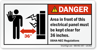 Msds (material safety data sheets) requirements and overviewsummary of msds requirementsfull text of the osha msds regulationsa material safety data sheet (msds) is required under the u.s. Area In Front Of Electrical Panel Clear For 36 Inches Label Sku Lb 2922