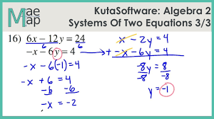 This algebra lesson explains how to solve a 2x2 system of equations by elimination (addition). Kutasoftware Algebra 2 Systems Of Two Equations Part 2 Youtube