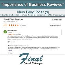 Importance Of Business Reviews Final Web Design Blog Business Reviews Web Design Business