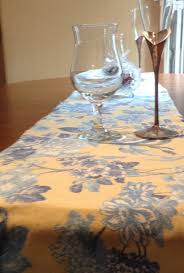 French Country Table Runner In Yellow With Blue And White Flowers With Town Houses Condos And Smalle Country Table Runner French Country Tables Custom Table