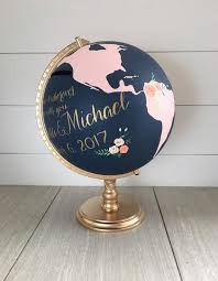 Wedding Card Box Globe Well Wish Box Globe Monetary Gift Box With Custom Calligraphy Card Box Wedding Card Box Hand Painted Globe