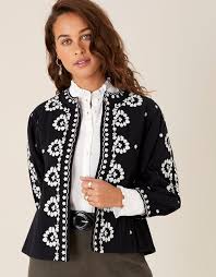 Find items at up to 70% off retail prices. Floral Embroidered Jacket In Organic Cotton Black Women S Jackets Monsoon Global