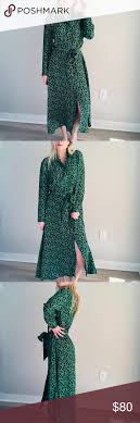 Zara Leaf Button Down Maxi Dress Green Black L In 2020 Maxi Dress Green Green Dress Maxi Dress