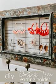 I really needed somewhere i could hang them, so that way i could easily see what all i have, instead of having to dig through a basket full of earrings… so i went to my local dollar. Diy Dollar Tree Earring Holder Re Fabbed