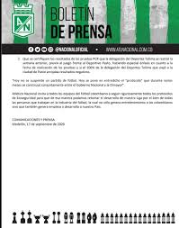 Todos los horarios de los partidos por tv de hoy en vivo. Atletico Nacional Comunicado Contra Deportes Tolima Y Dimayor Antena 2