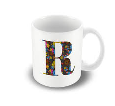 Create a new trend in the fashion world through pairing . Stylish Colourful Detail Floral Patterned Alphabet Design R Mug Victorian Print
