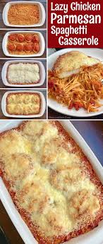 Easy Dinner Idea Chicken Parmesan Spaghetti Casserole Chicken Parmesan Recipe Easy Easy Cheap Dinner Recipes Chicken Patty Recipes