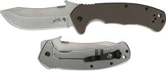 The knife has a.125 inch thick blade and . Kershaw Cqc 11k D2 Knife 6031d2 Ernest Emerson D2 Skinner With Wave Brown G10 And Stainless Steel Frame Lock Folder