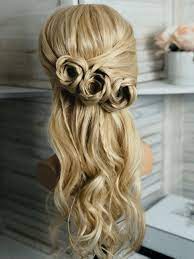 Rose Inspired Half Up Hair Wedding Hairstyles Half Up Half Down Braids For Long Hair