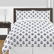 Furniture, girls bedding, boys bedding, rugs + windows Navy Blue White Anchors Boy Girl 3pc Full Queen Size Comforter Set Nautical Ocean Sailboat Sea Sailor Anchor Gender Neutral Overstock 32007650