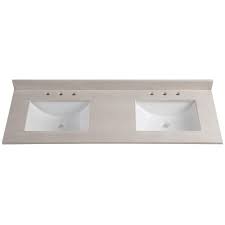Design house® 73 x 22 solid white marble vanity top and double bowl, single hole. Glacier Bay 61 In W X 22 In D Colorpoint Double Vanity Top In Maui With White Sinks Cp6122r Ma The Home Depot Double Vanity Tops Vanity Tops With Sink Double Vanity