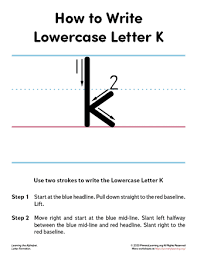 Handwriting animation showing how to write a continuous cursive k. How To Write The Lowercase Letter K Primarylearning Org